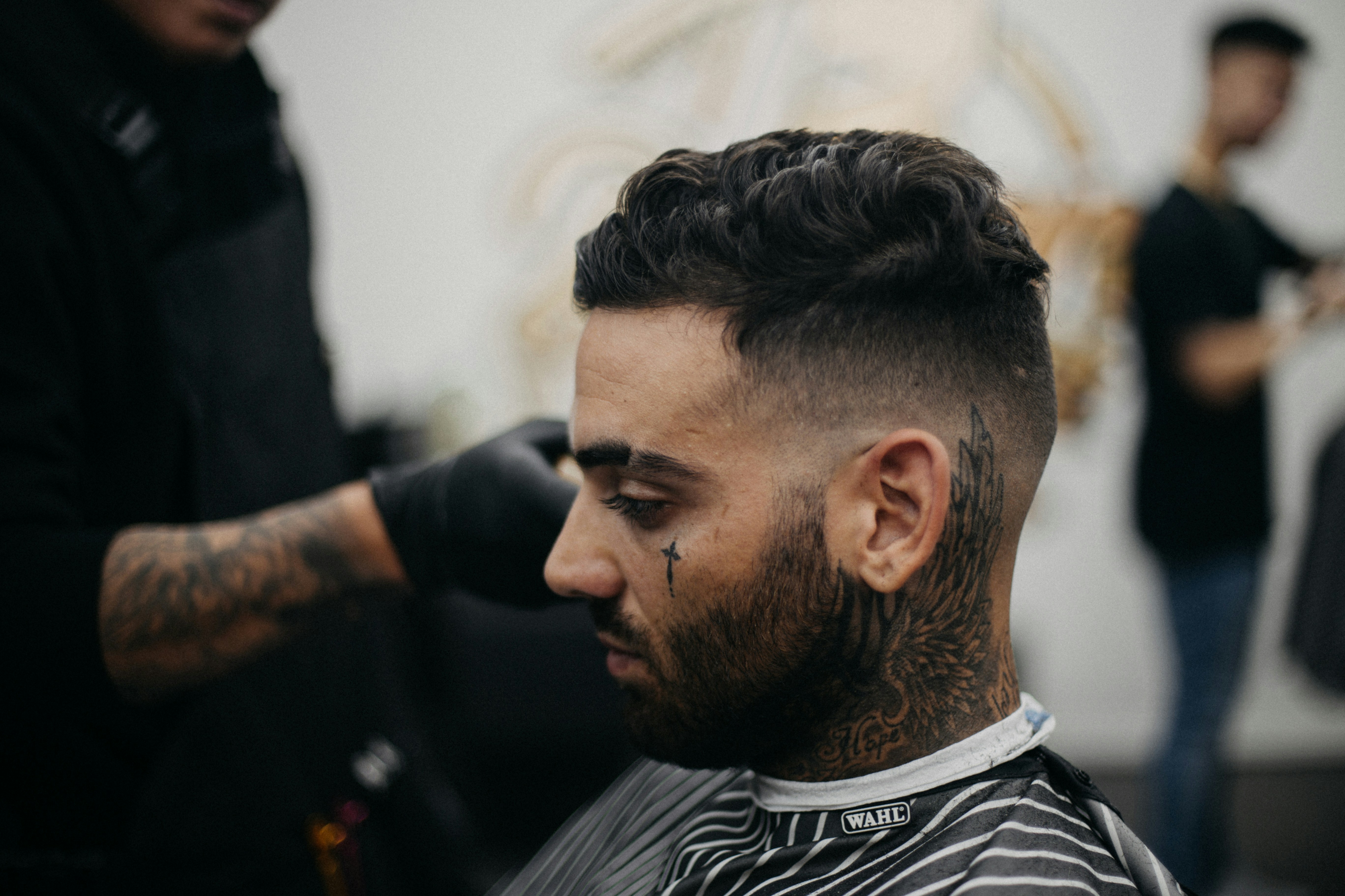 Precision skin fade in progress